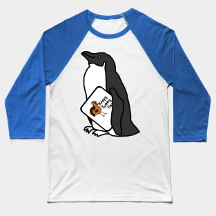 Cute Penguin with Thanksgiving Turkey Greetings Baseball T-Shirt